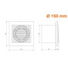 150mm / 6'' Bathroom Toilet Wall/Ceiling Extractor Fan with Timer