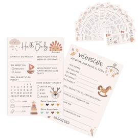 Babyparty Spiele Karten, Babyshower Spiele Karten zum Ausfüllen – Deko Baby Shower Party Spiel Jungen und Mädchen – 10 Tippkarten für die Gender Reveal Feier und Babyparty