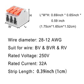 30 Pcs Lever Wire Connectors Push-In, Electrical Wire Terminal Quick Connect for 28-12 AWG (1in2out)