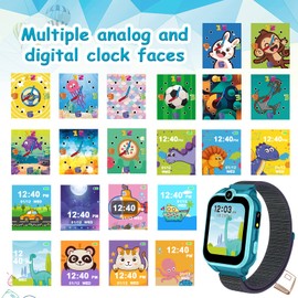 PTHTECHUS Kids Smartwatch Phone, Two-way talk SOS Girls Boys HD Touch Screen Watch with Music 18 Games Camera Flashlight Alarm Clock Gifts for 4-12 Years, Lake blue