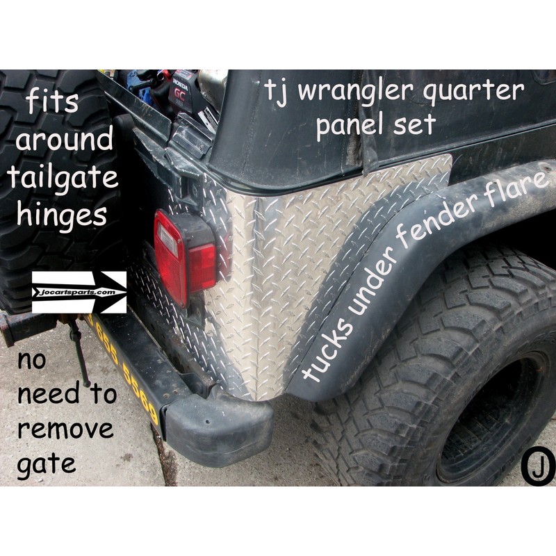 Fits Jeep Tj Wrangler 2 Pc Diamond Plate Rear Body