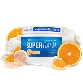 Nello Supercalm Powdered Drink Mix, Orange Creamsicle, L Theanine, Ksm-66 Ashwagandha, Magnesium Glycinate, Vitamin D 3, Supplements for Relaxation & Focus, Natural, No Sugar, Non GMO, 30 Srvgs