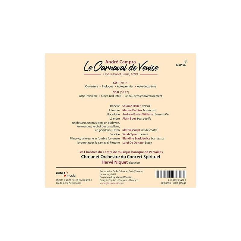 Andre Campra: Le Carnaval De Venise