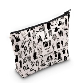 PYOUL Zombie Movie Inspired Gift, Negan Rick and Daryl Makeup Bag, Zombie Fan Cosmetic Bag, Zombie Movie Merch, beige
