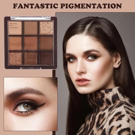 Paletas de Sombras de Ojos 9 Coloridas Profesionales Paletas de Maquillaje  Larga Duración - Sombra de Ojos Brillantes y Mate Personalidad Audaz...   