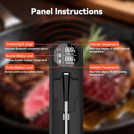 TechRise Termómetro inalámbrico Bluetooth para carne con aplicación, termómetro digital inalámbrico para horno, ahumador, freidora de aire, cocina de 