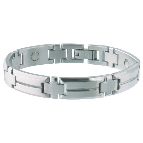 Sabona Mens’ Stainless Steel Magnetic Bracelet, Sport Magnetic Bracelet, Silver, Large/X large, 8.0”