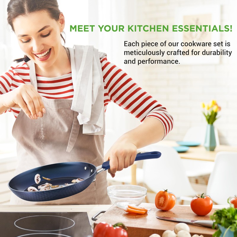 NutriChef 11-Piece Kitchen Cookware Set, Non-Stick Pots and Pans, Easy-to-Clean,