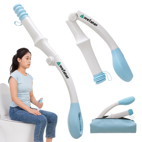 Wefaner Foldable Toilet Aid, 15.6“ Long Comfort Wipe Wand Bottom