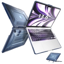 SEYMAC for MacBook Air 13.6 inch Case (2022/2024) M3 A3113/M2 A2681,Plastic Hard Shell Case with Fold Kickstand Shockproof for New MacBook Air 13.6 inch, Blue