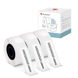 Phomemo D30/Q31 Labels White 12 x 40 mm for Phomemo D30/Q31, Compatible with Colorwing Q30, Thermal Label Roll for Q31/Q30/D30 Bluetooth Portable Label Printer