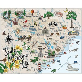 Heritage Puzzle South Carolina Life - 1000 Pieces Jigsaw Puzzle - Size 30" x 24" - State Landmarks & Iconic Destinations - Educational Jigsaw Puzzles - Perfect for Framing - Made in U.S.A