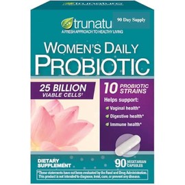 Tru Nature Women's Daily PROBIOTIC 90 Capsules, 25 Billion Cells Vegetarian Probiotics for Digestive Health 90 Count, 90 Day Supply +Better Guide Vitamins