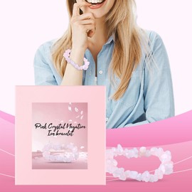 Crystal Bracelet for Women | Pink Stretch Crystal Bracelet Gemstone Beaded Bracelet,Spiritual Healing Lucky Women Bracelets Natural Adjustable Jewelry Accessories for Women