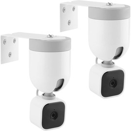 LOOKZOZO 2-Pack Metal Wall Mount Bracket for Blink Mini Pan-Tilt Camera, No-Drill Adhesive or Screw Mounting, Aluminum Alloy Holder with Clean Cable Management