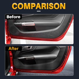KUNGKIC for Ford Mustang 2024 2025 Car Door Anti Kick Pad Protective Stickers Interior Decals Accessories Self-Adhesive Side Edge Protection Mats Cover (PU, Carbon Fiber Pattern)