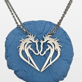 Matching Horse Couples Best Friend Matching Heart Nature Animal Horse Head Necklace