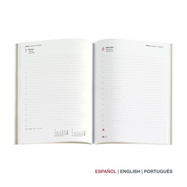 Miquelrius - 2025 Calendar Year Planner 155 x 213 mm Day to a Page Padded Cover Paper 80gsm Spanish English Portuguese Black