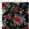 Soimoi Black Viscose Chiffon Fabric Leaves & Peony Floral Print