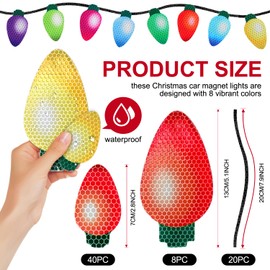 70Pcs Christmas Car Refrigerator Reflective Magnetic Christmas Lights Set,Car Magnets and Decals Christmas Garage Door Funny Magnets Gift for -6 Colorful Magnetic Wires Xmas Holiday Cute Decor(70pcs)