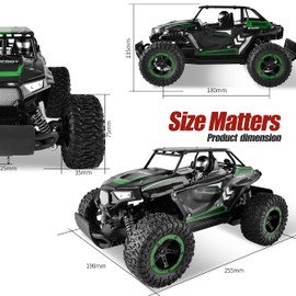 BEZGAR TB142 Remote Control Car - 1:14 Scale RC Cars, 20 Km/h 2WD All-Terrains Electric Off-Road Vehicle Truck Crawler Toy with Two Rechargeable Batteries for Boys Kids and Adults