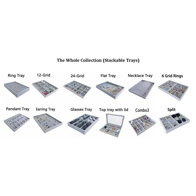 Svea Display Velvet Grey Jewelry Trays Premium Grade Drawer Insert