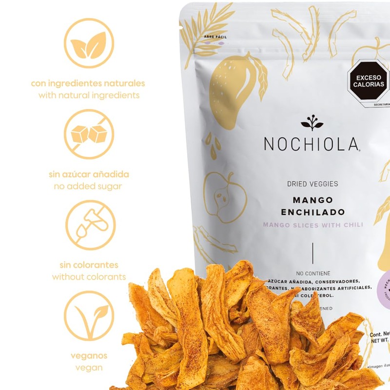 Nochiola Mango Deshidratado Enchilado Sin Azucar Añadida (600g)