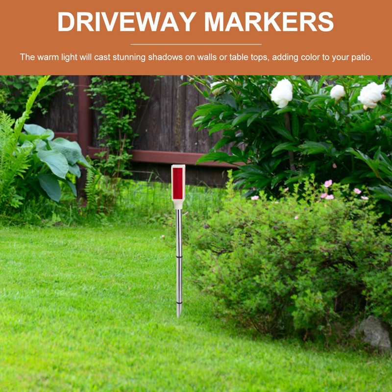 Uonlytech 2Pcs Solar Warning Landscape Lighting Solar Driveway Markers Driveway