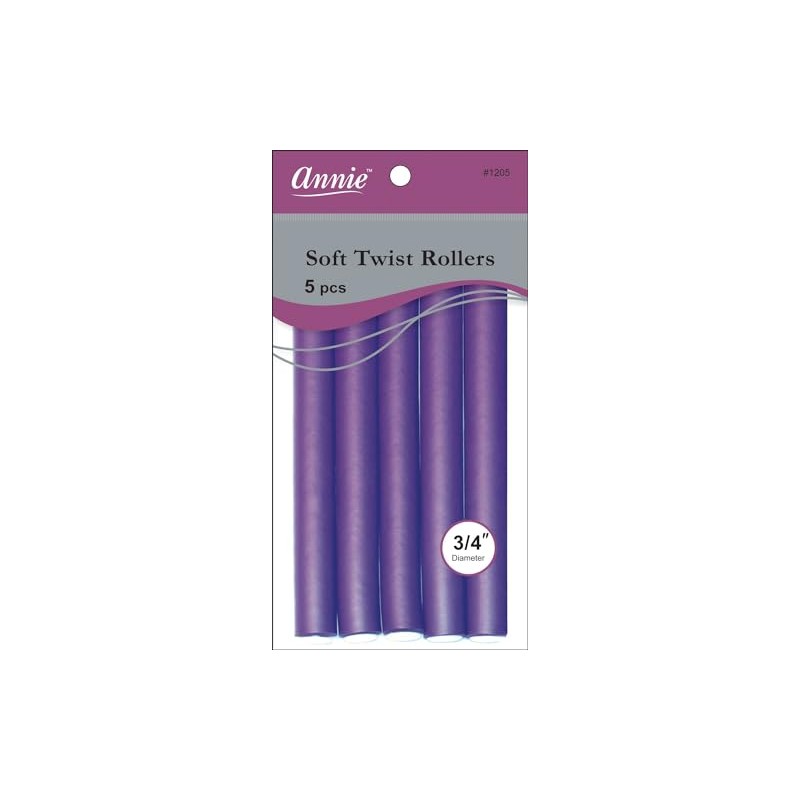 Annie 01205 Soft Twist Rollers, Purple, 5 Count