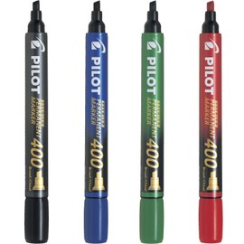 Pilot Premium 400 Permanent Marker, Broad Chisel Tip, Assorted Colors, Pack of 4