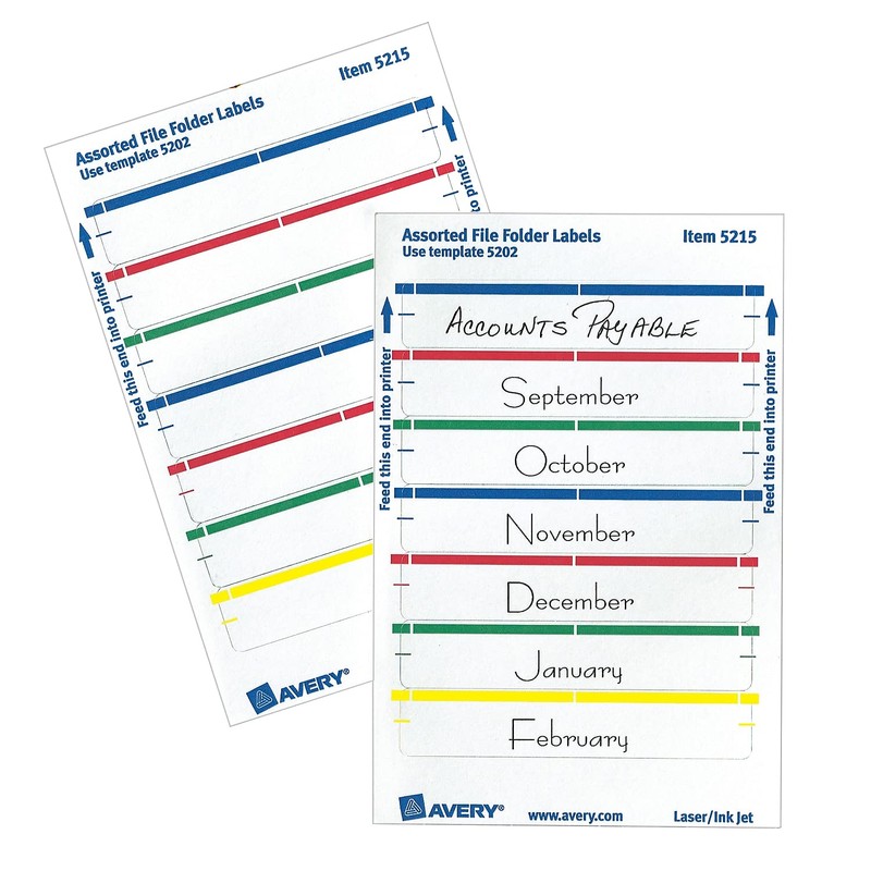 Avery 05215 Print or Write File Folder Labels, 1/3 Cut,