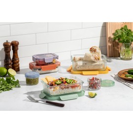 Ello Color Lock 12PC Mixed Glass Food Storage Sets, Leak-Proof Glass Food Storage Containers with Airtight BPA-Free Plastic Lids, Dishwasher, Microwave, and Freezer Safe, Desert Festival