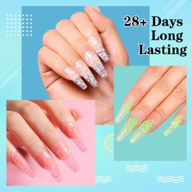 AIMEILI 30 ml Nail Extension Gel Translucent Glitter Glow in the Dark Colour Acrylic Nail Extension Builder Nail Gel Night Glow Green Glitter Nail Extension Gel Nail Enhancement Gel 023