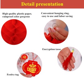 KYMY 20pcs Chinese Red Paper Lanterns,Red Hanging Round Decorative Chinese Paper Lanterns for Lunar Dragon New Year,Spring Festival, Wedding Celebration 2025 (35cm-13.8inch)
