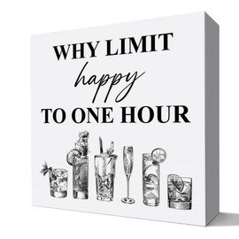 Bar Desk Decor Sign, Bar Cart Accessories Decor, Bar Decor for Home Kitchen Bar, Why limit happy to an hour