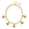 INNERDIVA Cute Cherry Charm Necklace Gold Plated Chain With 5pcs