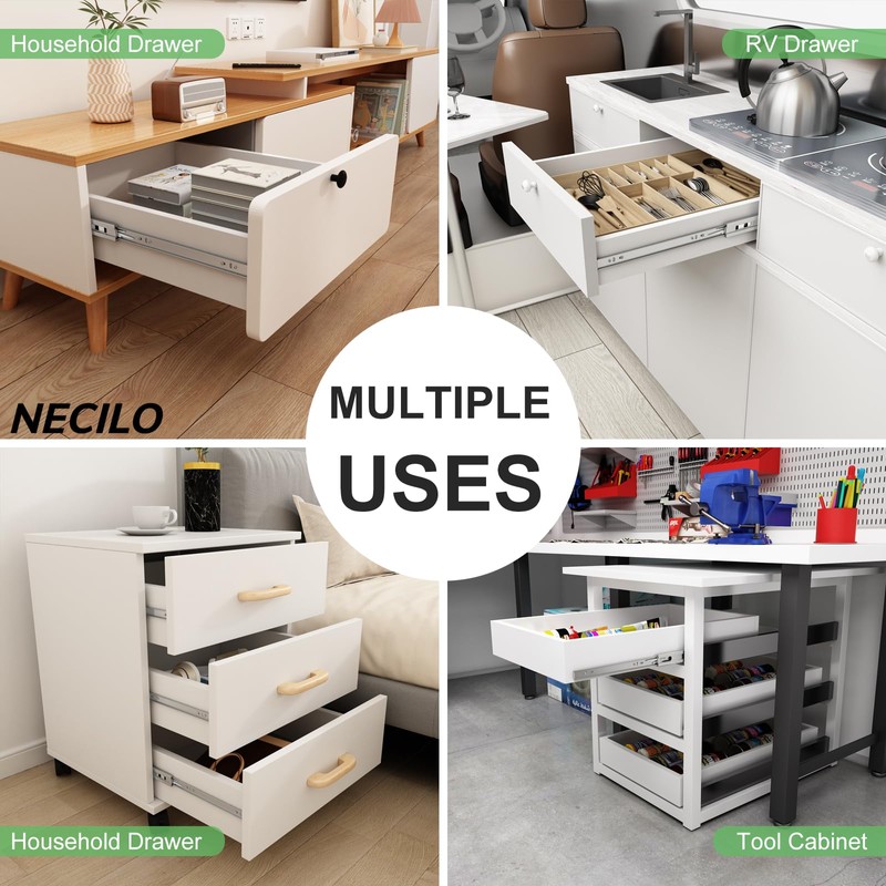 NECILO 20 Inch Stainless Steel Soft Close Drawer Slides, 100lb