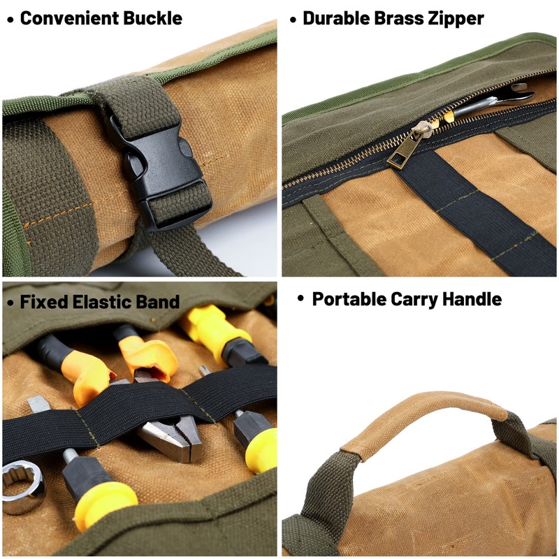 Tool Roll Bags, Portable Tool Roll with Buckle & Carry
