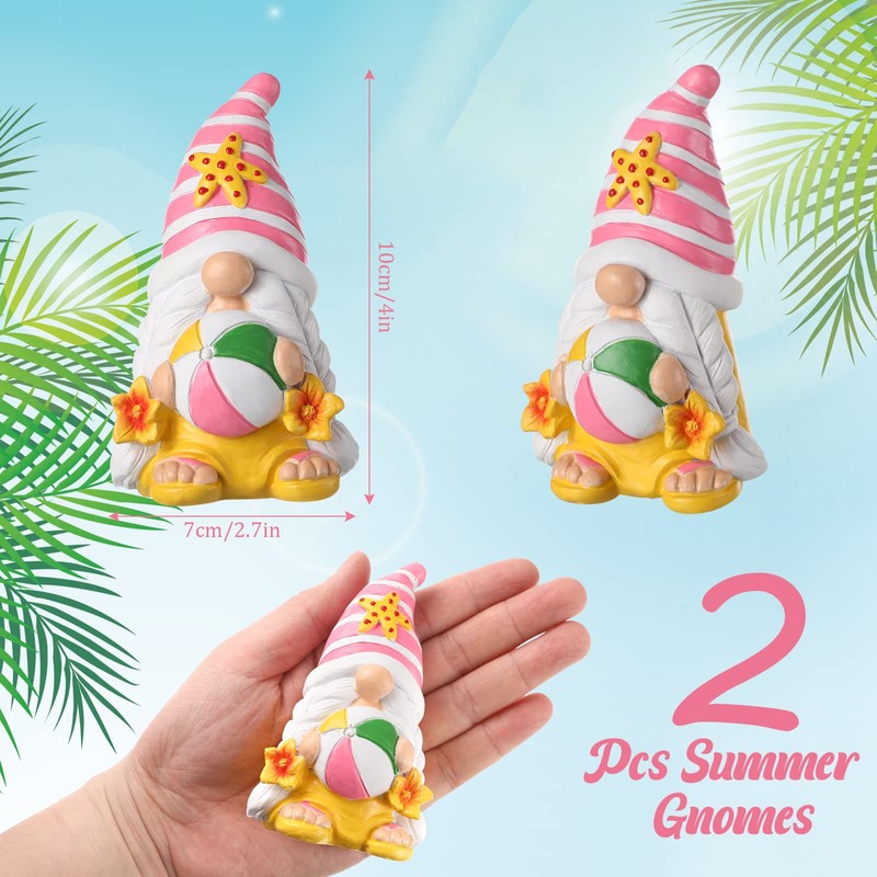 FairySandy 2 Pieces Summer Gnomes Beach Decorations Surfboard Gnome Stuff