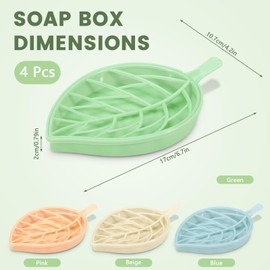 LELE LIFE Shower Soap Dish Elegant Leaf Soap Holder Double Layer Removable 4 Pack