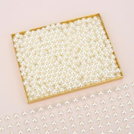 DUQGUHO 10mm Pearl Beads for Crafting White Beads Bulk for Jewelry Making Fake Pearls with Holes Ivory Faux Fake Pearls Beads for Bracelets Plastic Beads 500PCS