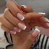 SXVME Uñas postizas francesas blancas cortas, medianas y cuadradas, con