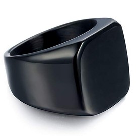 Men Pinky Ring Solid Polished Stainless Steel Signet Rings Biker Ring - Sizes 7-13 (Black, 8)