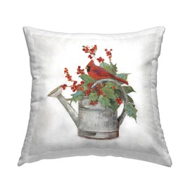 Stupell Industries Cardinal & Watering Can Indoor Printed Throw Pillow, 18 x 18, Red