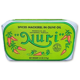 NURI Spiced Mackerel in Olive Oil 4.4 oz can (Whole Mackerel Spicy Olive Oil)