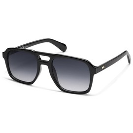 SOJOS Retro Aviator Polarized Sunglasses For Women Men Womens Oversized Thick Square Vintage 70s Sun Glasses SJ2330,Black Grey Grading