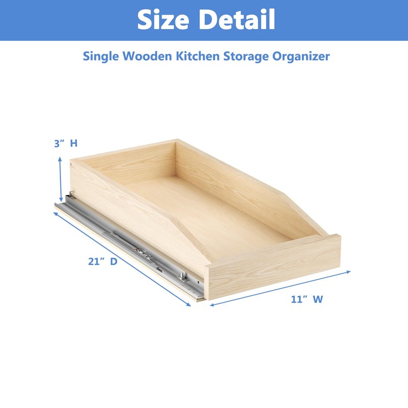 LOVMOR Single Pull Out Organizer 10-1/2”W x 21”D, Soft Close