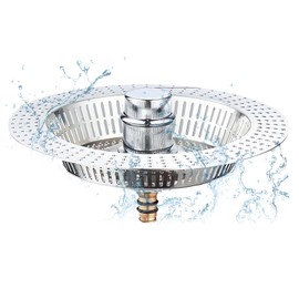 Abflusssieb Küchenspüle 3-In-1-Bounce-Core-Filter SpüLbecken Sieb Aus Edelstahl Anti-Geruchs- Und Anti-Verstopfungsfilter Universelles Abtropffläche für Die SpüLe (Silber)