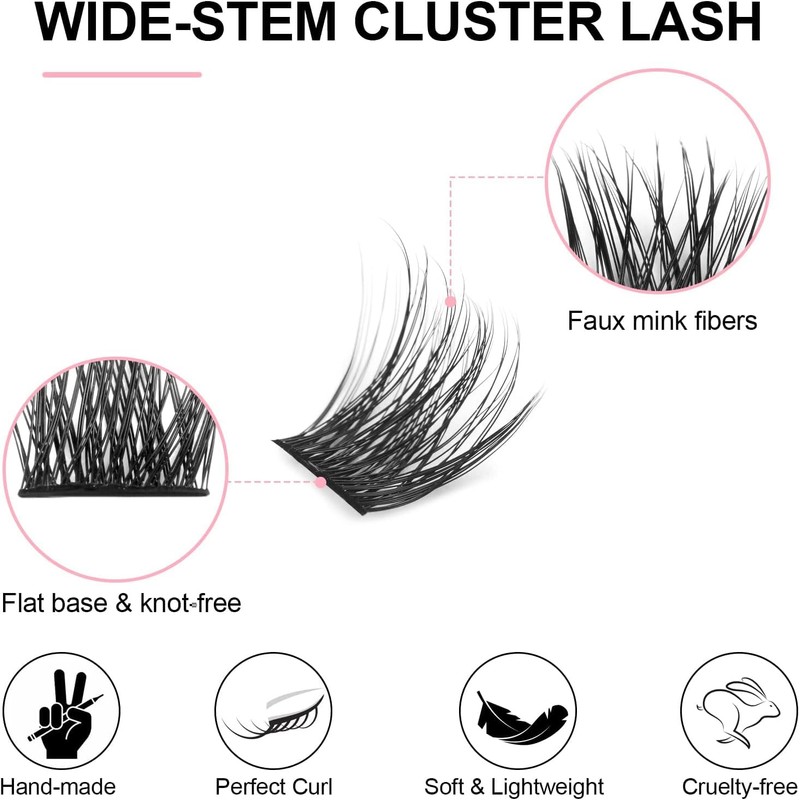 Fenshine Cluster Lashes Individual Lashes Wide Stem C/D Curl 9-15