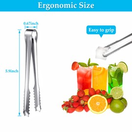 3 Pcs Stainless Steel Ice Tongs, Mini Sugar Tongs, Serving Tongs, Small Tongs Kitchen Tongs for Bar, Wedding, Party, Buffet, Grill, Picnic